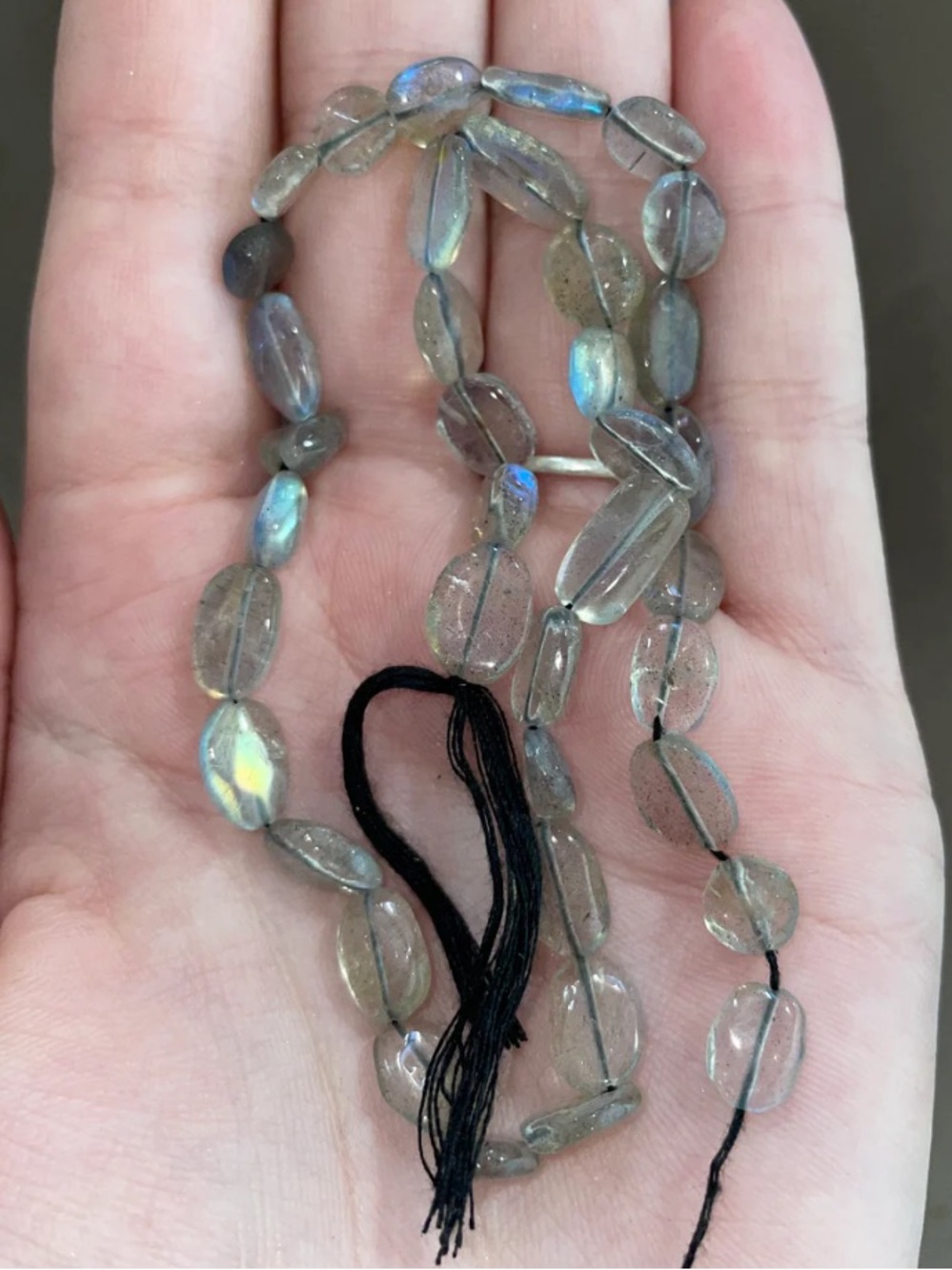 Labradorite Oval Bead Strand — Iridescent Bundle of 6